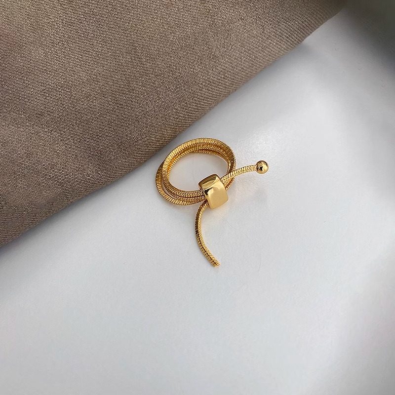 Кольцо Snake Bone золотистое