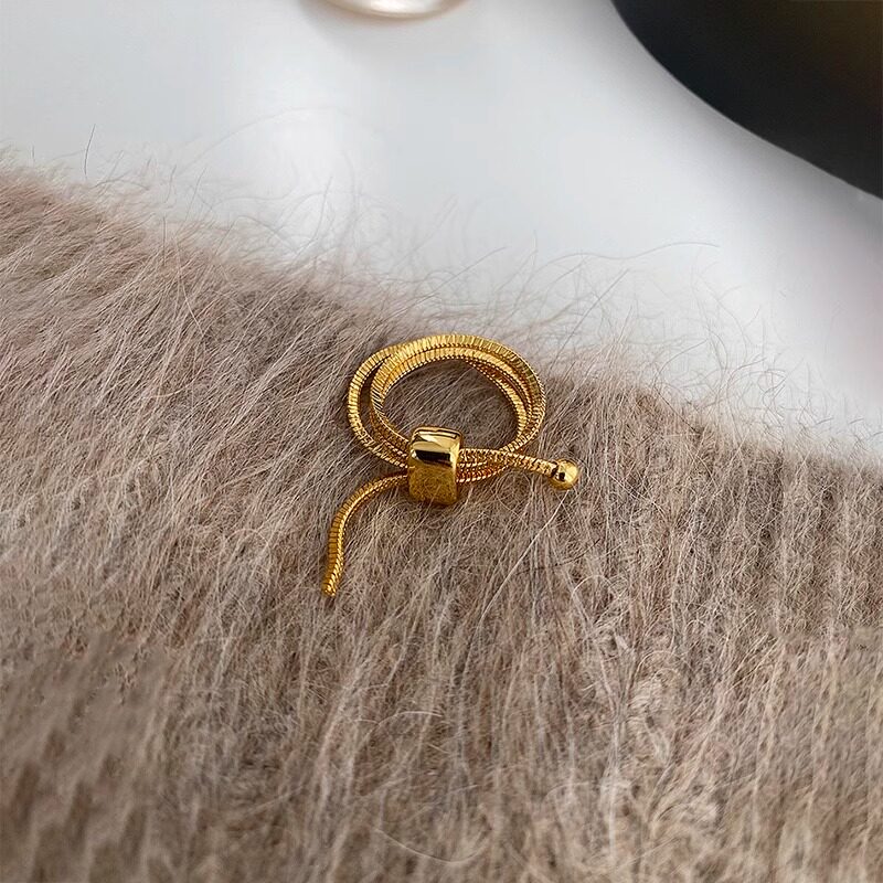 Кольцо Snake Bone золотистое