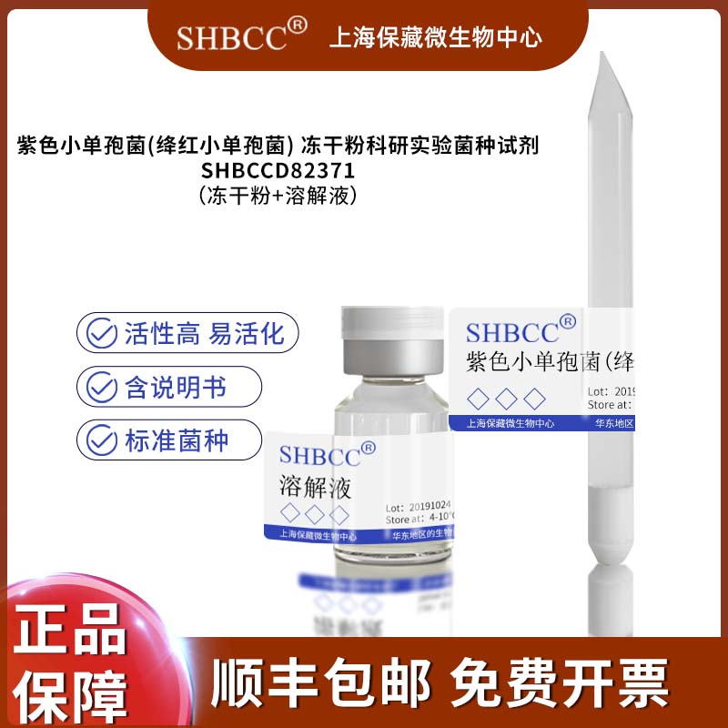紫色小单孢菌(绛红小单孢菌) 冻干粉科研实验菌种试剂SHBCCD82371