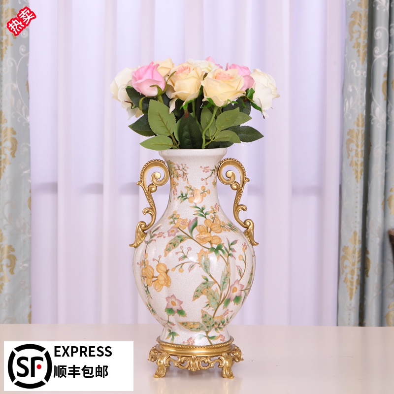 Ceramic Vase Eurostyle American Creative Pendulum ceramic copper-like board room Soft-style Living room Hyun Off Home Desktop Furnishing