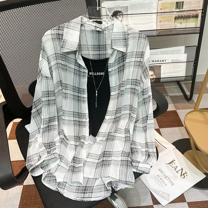 Sun Protection Clothing for Women, Summer Cardigan, Breathable, Anti-Uv, Plaid Chiffon Shirt, 2026 New Style, Ice Silk Thin Jacket