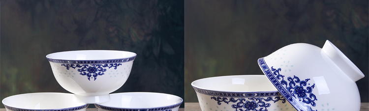 Jingdezhen ceramic prevent hot household Chinese blue and white porcelain rice bowls only 10 ipads porcelain high use of high - end gifts