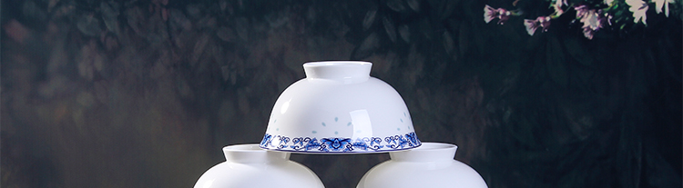 Jingdezhen ceramic prevent hot household Chinese blue and white porcelain rice bowls only 10 ipads porcelain high use of high - end gifts