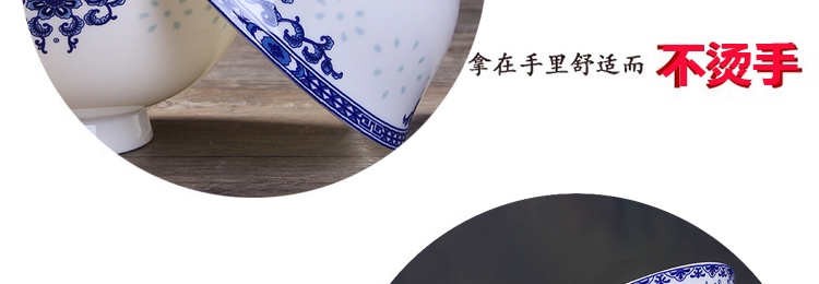 Jingdezhen ceramic prevent hot household Chinese blue and white porcelain rice bowls only 10 ipads porcelain high use of high - end gifts