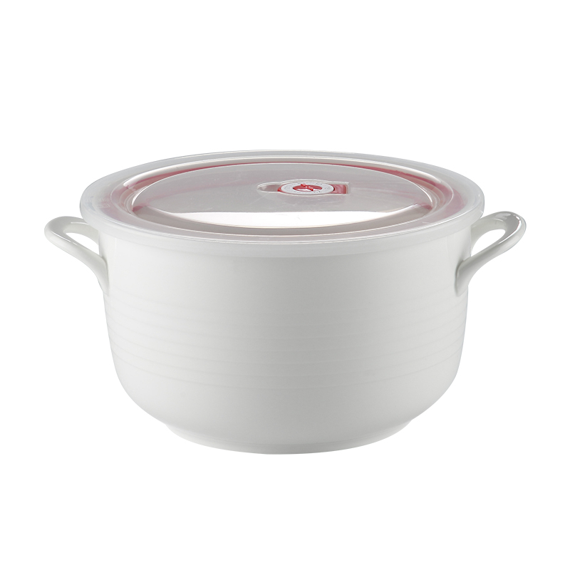 Contracted ceramic large soup bowl with cover preservation bowl ears seal special microwave ceramic bowl bag in the mail