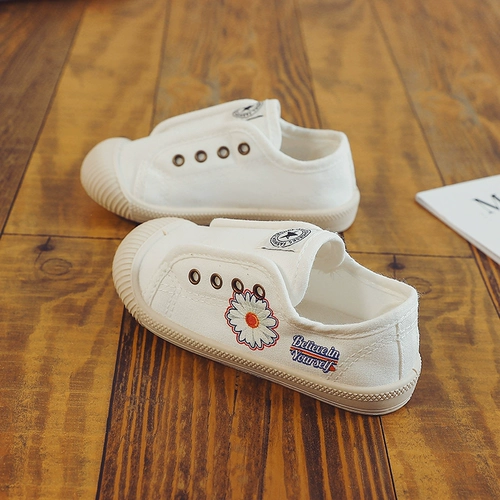 Летние детские тканевые туфли, белая обувь, ручная роспись, коллекция 2021, в корейском стиле