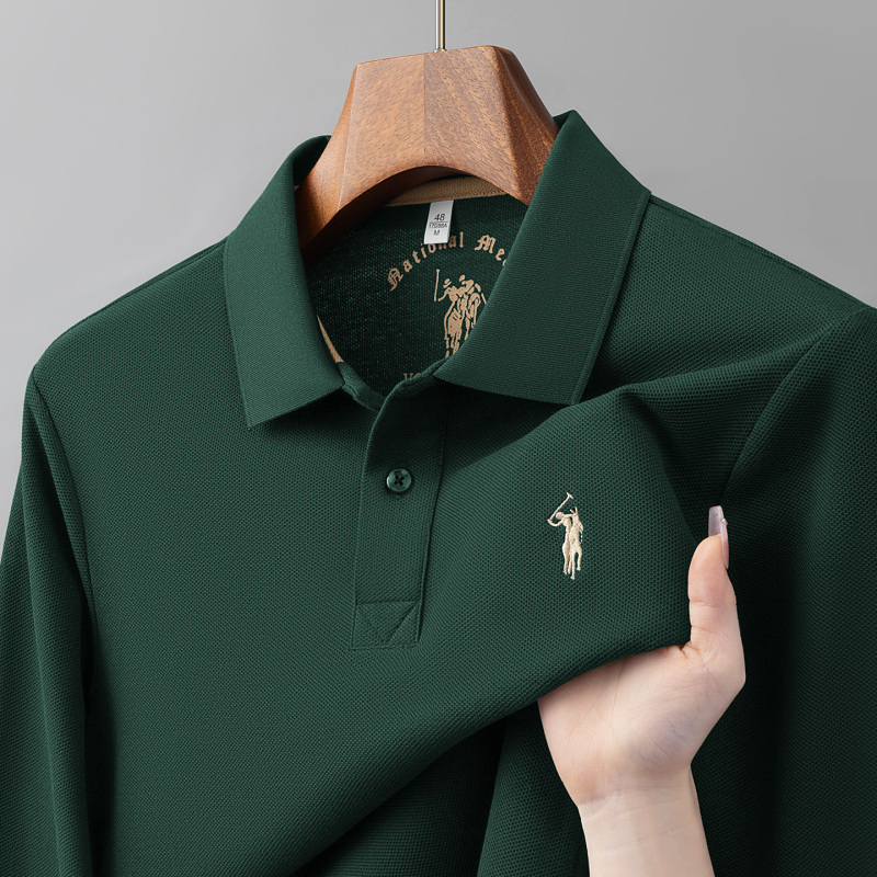 Authentic Paul Polo Shirt Long-Sleeved T-Shirt Men's Lapel Pure Cotton Embroidered Business Casual Top Men's Clothing 100% Pure Cotton Authentic Paul Polo Shirt Long-Sleeved T-Shirt Men's Lapel Pure Cotton Embroidered Business Casual Top Men's Clothing 100% Pure Cotton