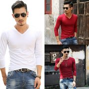 Mens bottomshirt dài tay áo chặt áo khoác mùa thu V-cổ bông ấm đồ lót mỏng mặc khéo léo trong một mảnh duy nhất của top.