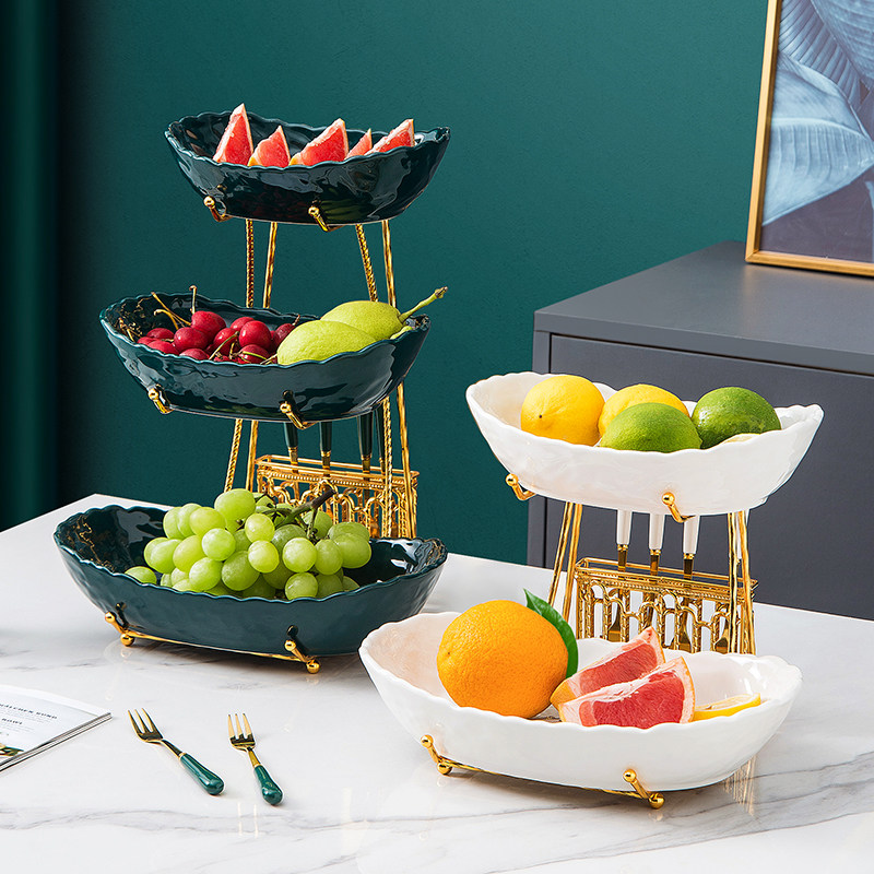 2021 new high-end fruit bowl home living room tea table snacks candy bowl ceramic luxury ornaments fruit bowl