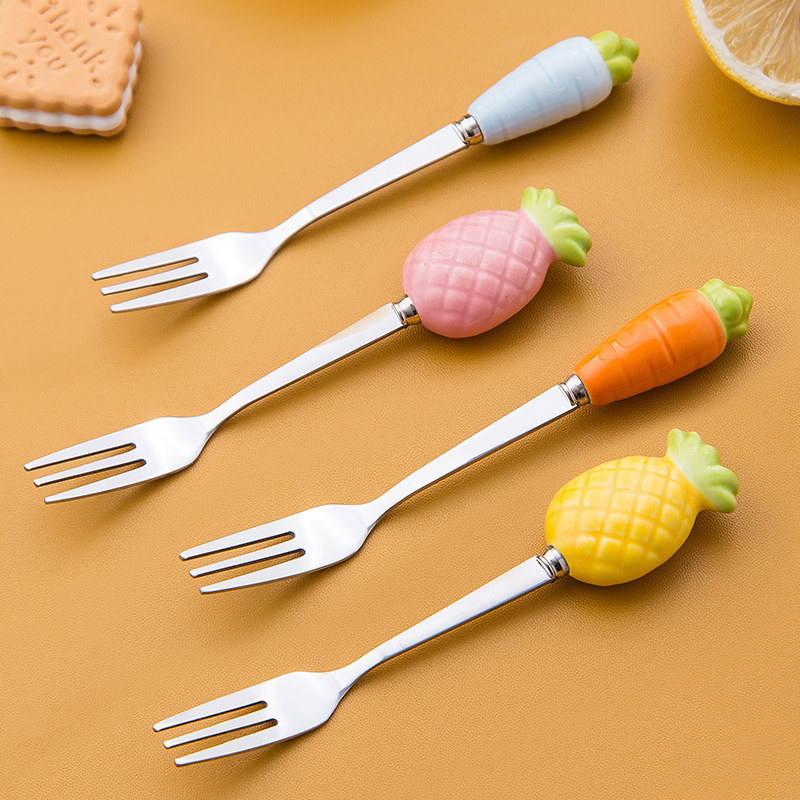304 stainless steel Fruit fork Home Children safe fruit inserts high-end light lavish and creative high face value small fork