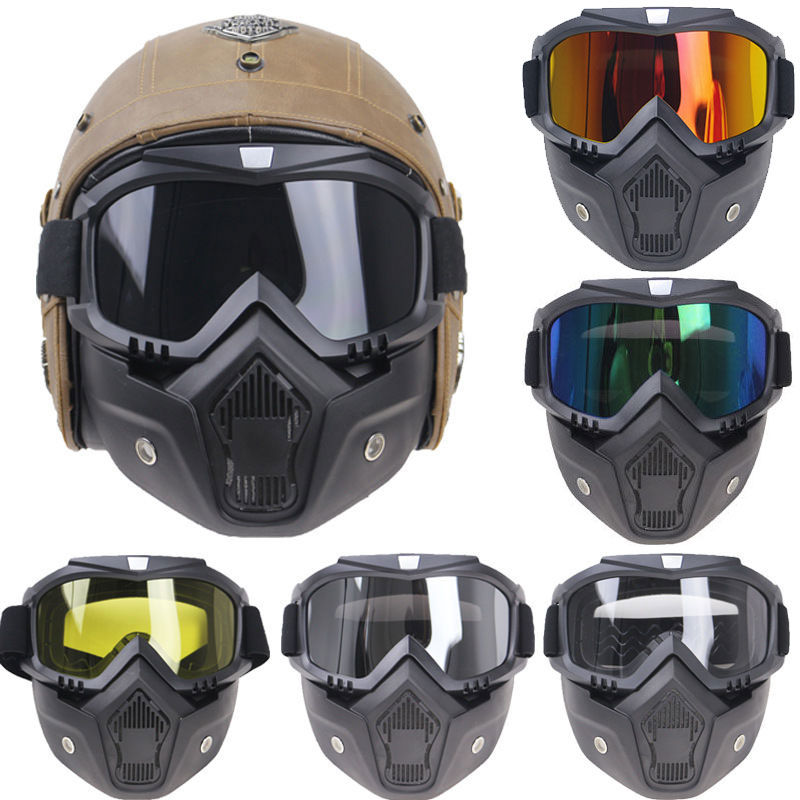 Retro Goggle Halfarmor Mask Locomotive Safety Helmet Mask Windproof Goggles Cross Country Goggles
