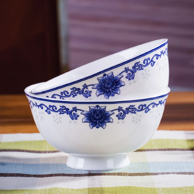Jingdezhen blue and white porcelain tableware suit 58 skull bowls disc ceramic dishes suit household of Chinese style of high - grade housewarming