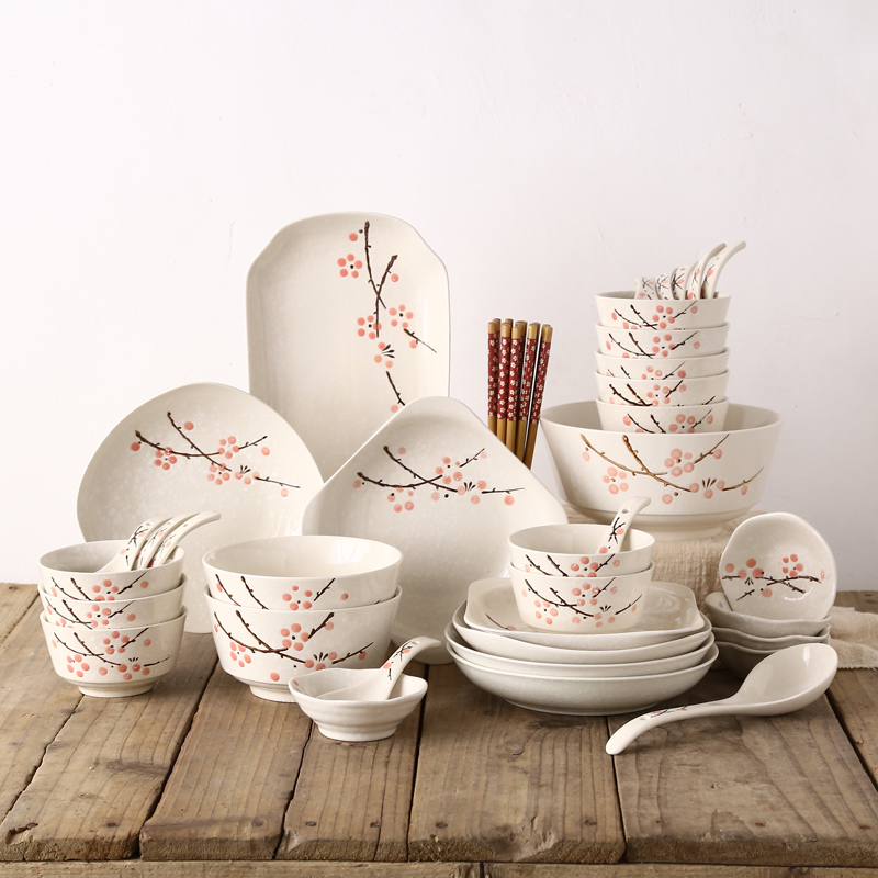 Japanese dishes suit 46 head of household ceramics tableware suit eating the food dishes, plates move wedding gift boxes