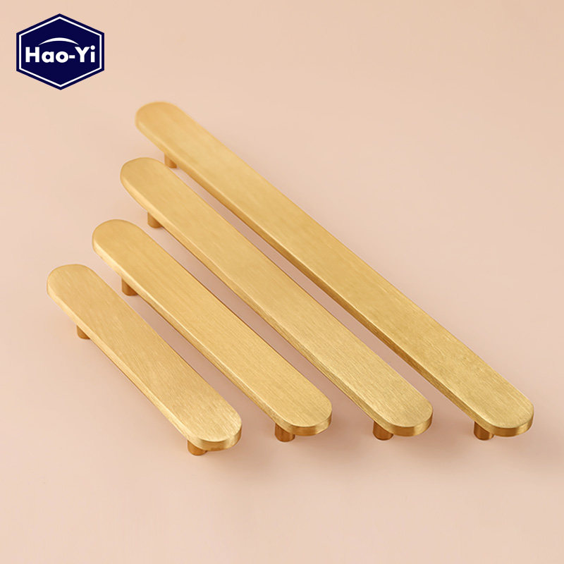 Nordic pure copper door Modern simple gold light luxury wardrobe cabinet chest of drawers cabinet handle brass handle