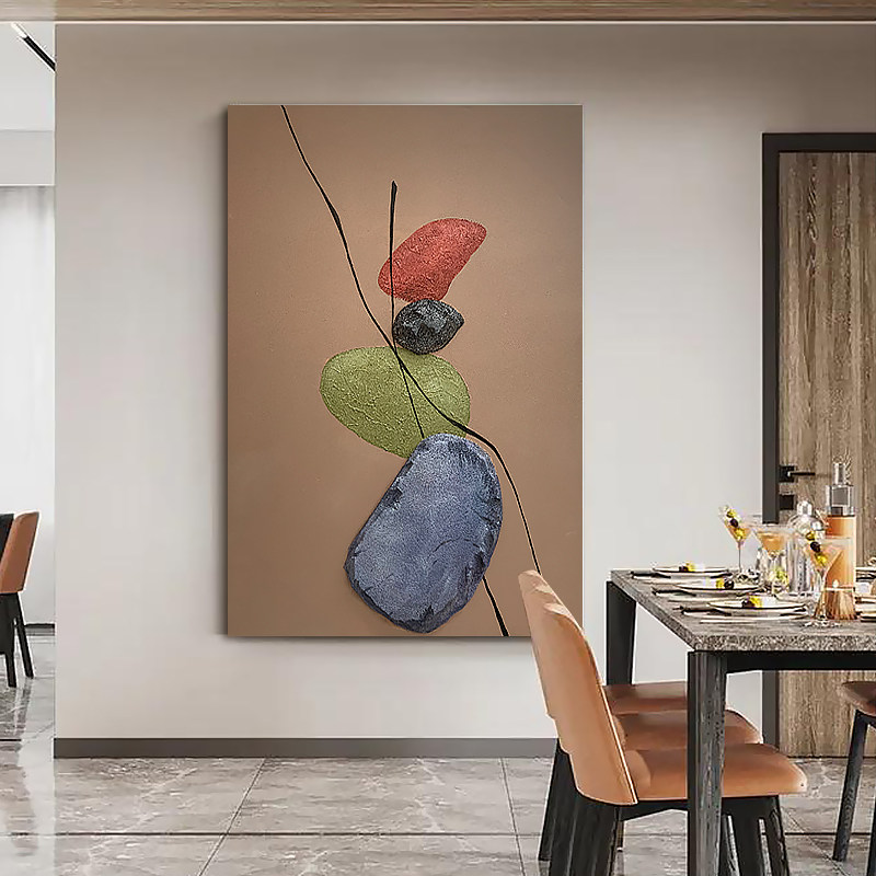 YZS original abstract painting light extravaganza with simple and simple wind pure hand painted solid oil painting hall floor painting dining room decoration hanging painting