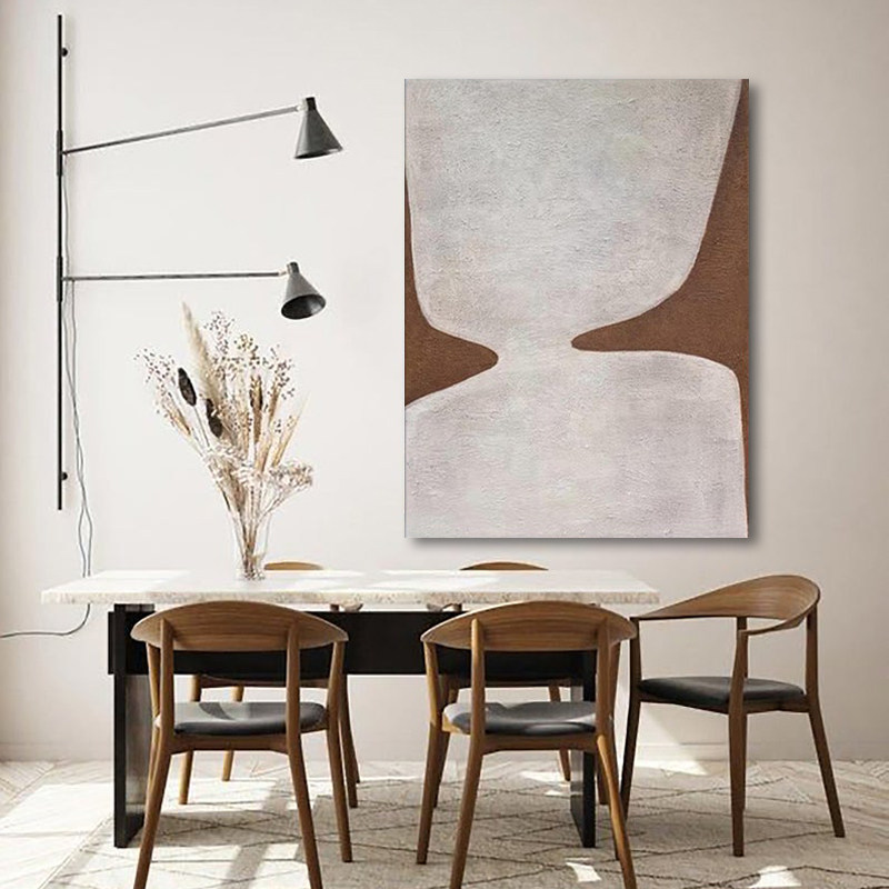 YZS Nordic Abstract Painting Hand-painted Oil Painting Extremely Simple Wind Living Room Brief Warm Color Art Dining Room Hang Painting Bedroom Mural Painting