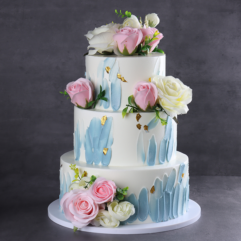 Cake model simulation 2021 new net red three-layer wedding flower valentine's day cabinet fake cake window sample