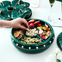 Creative living room dried fruit plate living room coffee table New year candy box light luxury fruit plate with lid split household snack plate