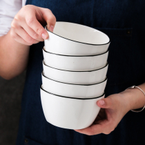 Japanese bowl chopsticks combination light luxury rice bowl household tableware set Nordic ceramic 4 5 inch bowl 10 sets