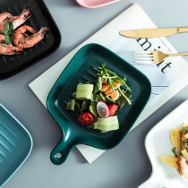 Yundao Nordic baking tray ceramic household net red tableware set oven special plate with handle creative dish tray