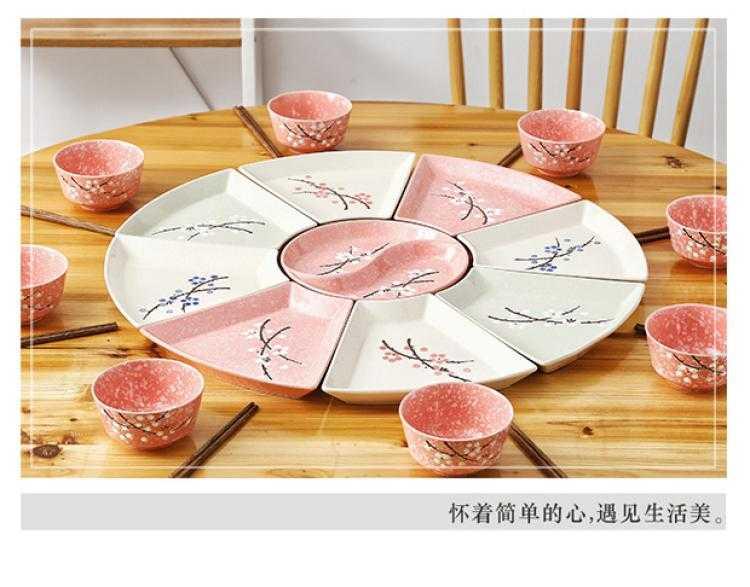 Web celebrity plate suit a particular household ceramic dish creative fan type platter plate round plate combination tableware