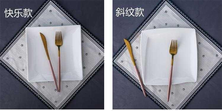 Creative western food dish white steak household food dish square plate flat ceramic flat plate western - style tableware