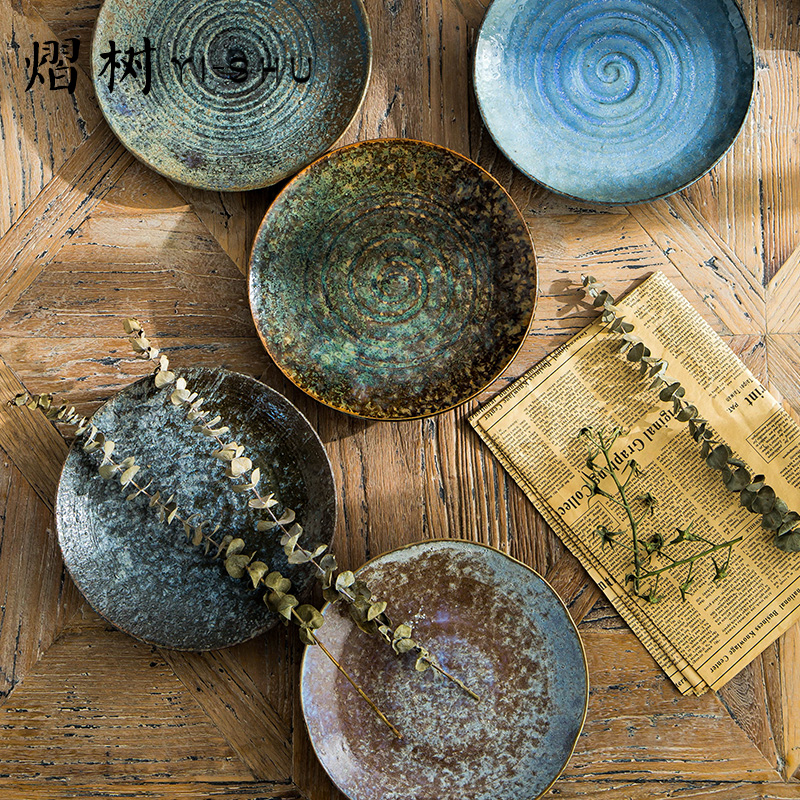 Plate ins wind manual coarse pottery dishes dishes suit fruit bowl dish restoring ancient ways suit household tableware suit