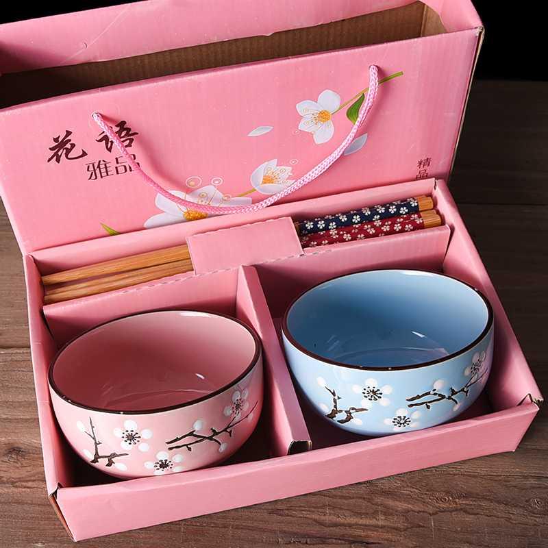 Japanese chopsticks sets of blue and white porcelain bowls wholesale bowl outfit box custom gift ceramic bowl bowl set tableware