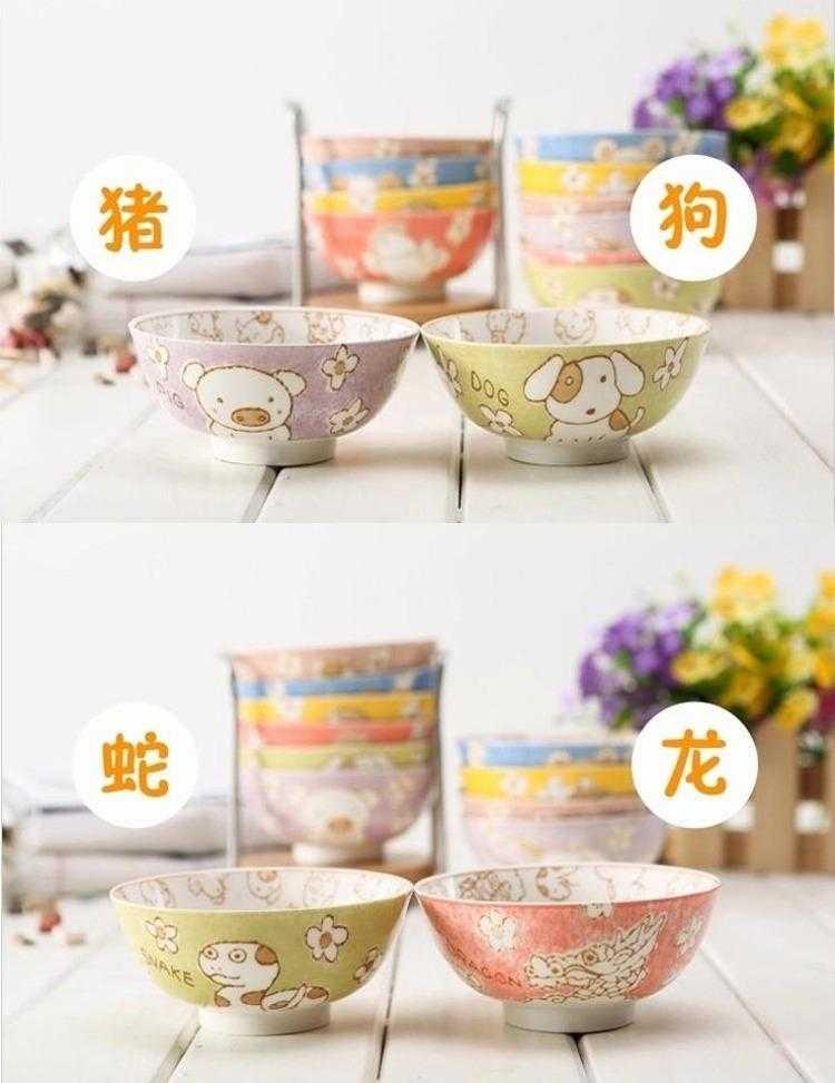 Jingdezhen 12 zodiac bowl of individual students and lovely home eat rice bowl children 's creative move ceramic bowl