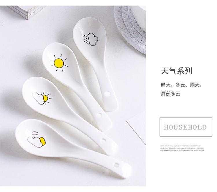 Creative cartoon express little spoon, ceramic tableware household children spoon, spoon, run rice ladle microwave oven