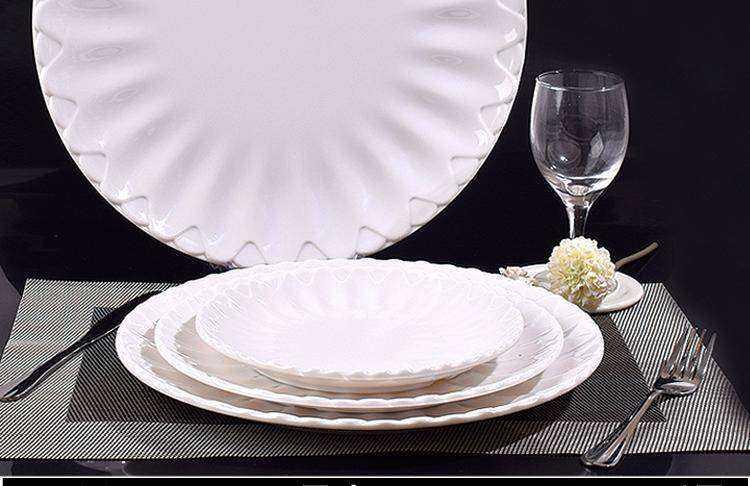 A5 porcelain - like white circular plate melamine hotpot self - service snack plate plastic petals snack dish dish dish plates