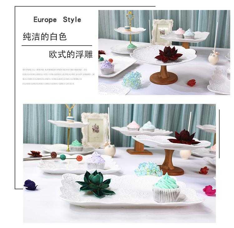 Wedding dessert table decoration furnishing articles show ceramic European tea buffet table cake dessert tray shelf