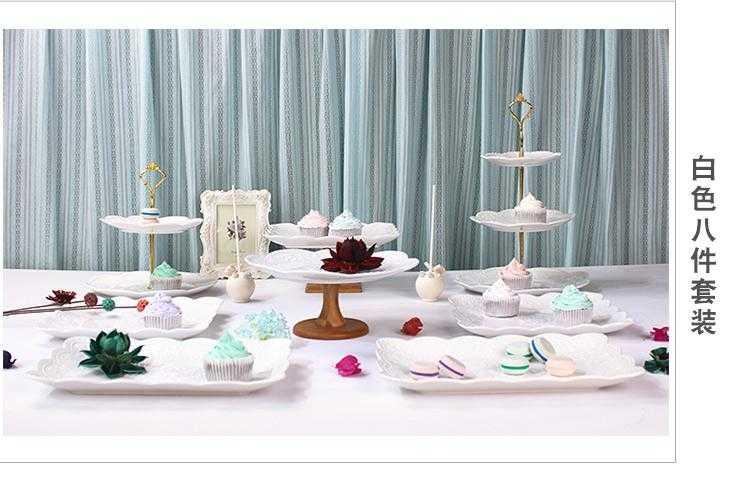 Wedding dessert table decoration furnishing articles show ceramic European tea buffet table cake dessert tray shelf