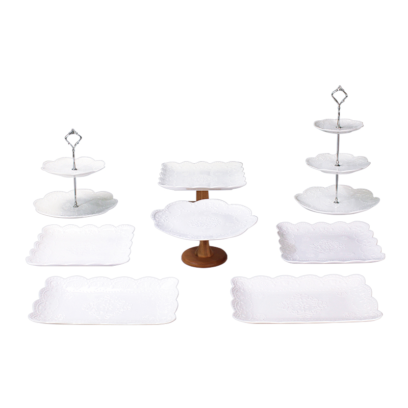 Wedding dessert table decoration furnishing articles show ceramic European tea buffet table cake dessert tray shelf