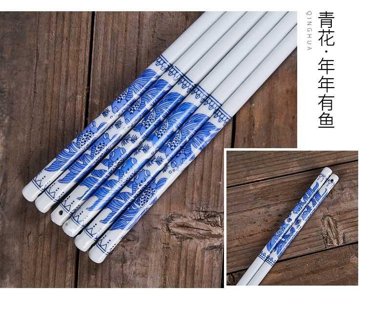 Jingdezhen authentic micro defects 10 pairs of healthy environmental protection, household porcelain enamel porcelain box set chopsticks chopsticks