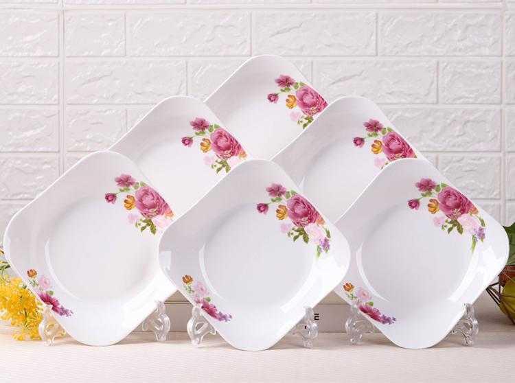 Special offer six dishes square pad disc jingdezhen household utensils combination package mail sifang dish plate