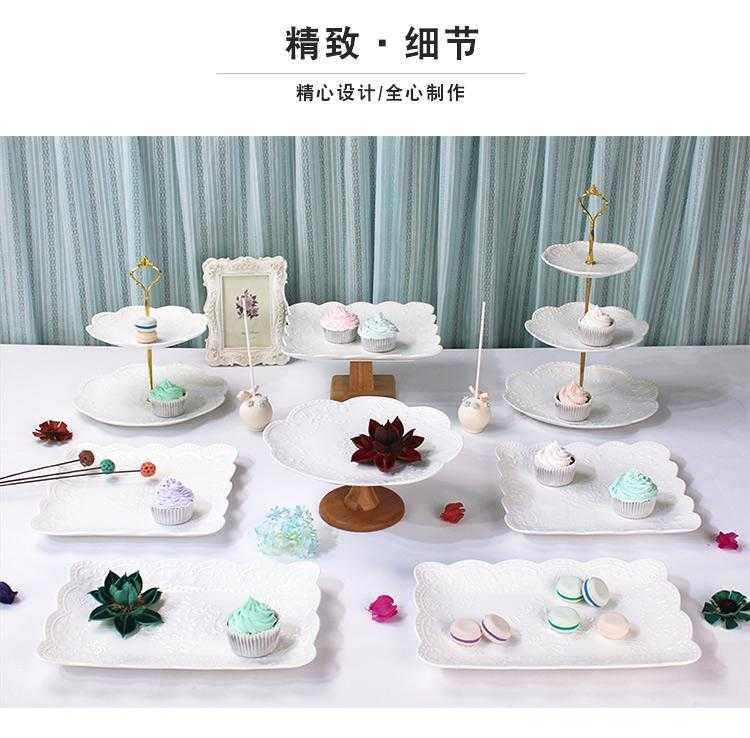 Wedding dessert table decoration furnishing articles show ceramic European tea buffet table cake dessert tray shelf