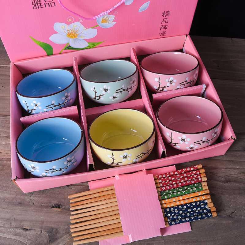 Japanese chopsticks sets of blue and white porcelain bowls wholesale bowl outfit box custom gift ceramic bowl bowl set tableware