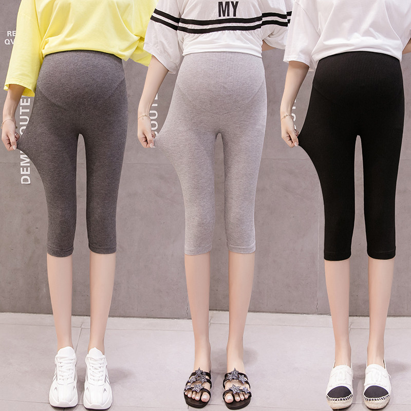 Pregnant women wear summer thin seven pants and wear a high waist belly pregnant 3 - 9 months to play pants