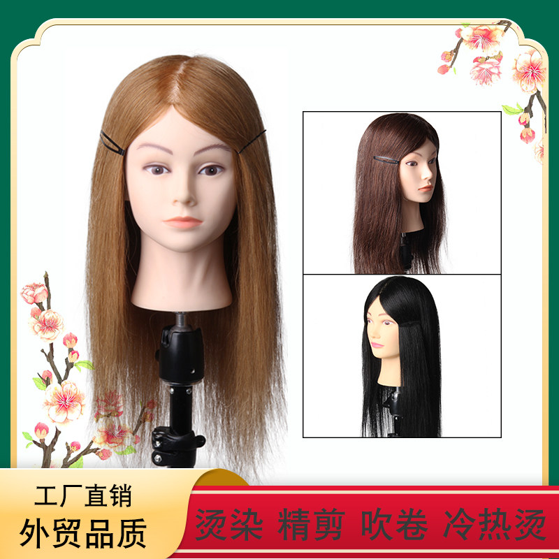 Hair head model type Full real hair apprentice can roll hot wig head practice plate hair braided hair makeup doll model head
