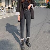 Net red straight jeans Women 2020 new high waist slim loose Joker pipe pants autumn and winter tide