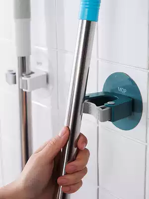 Punch-free wall-mounted mop clip powerful non-trace dressing room bathroom wall broom hanger mop adhesive hook artifact