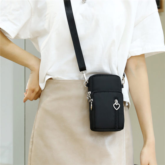 2024 mobile phone bag women's cross-body mini small bag summer wear mobile phone cloth bag vertical hanging neck portable wrist coin purse