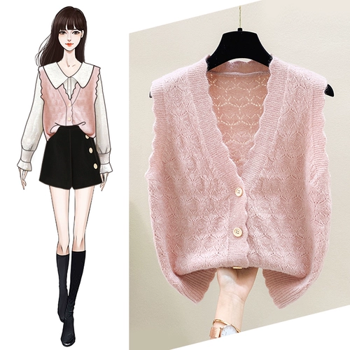 Свежая булавка без рукавов, демисезонный жилет, майка топ, кардиган, свитер, оверсайз