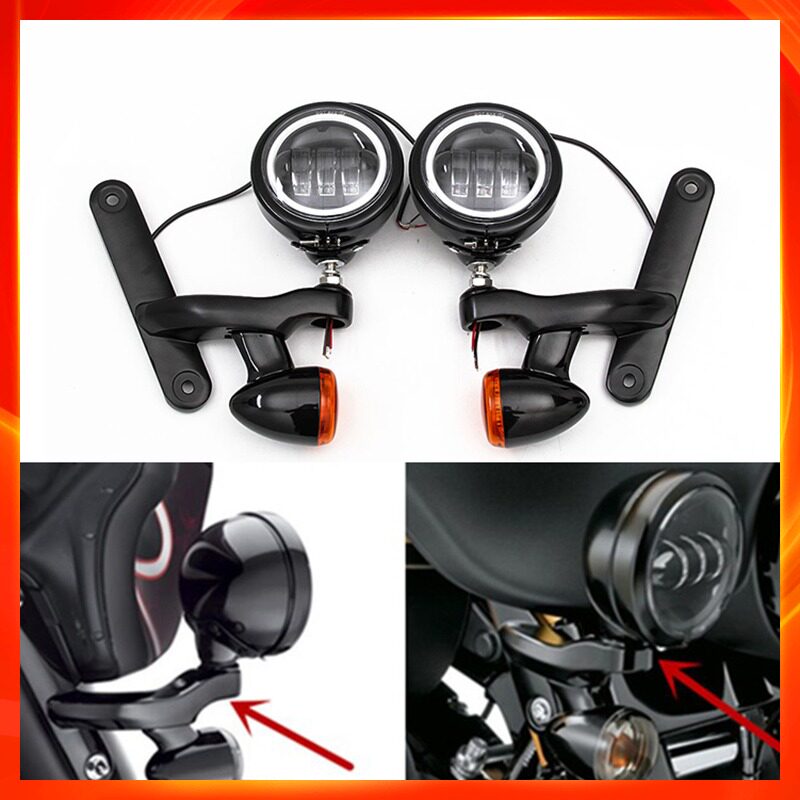Harley motorcycle Road King flagship highway street big glide 4 5 inch LED auxiliary lights directional lights fog lamp bracket