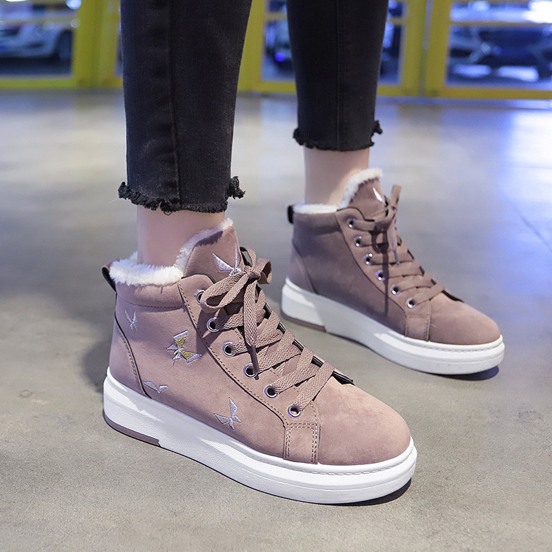 保暖棉鞋女2019冬季新款韩版学生跑步运动鞋女ins百搭加绒高帮鞋