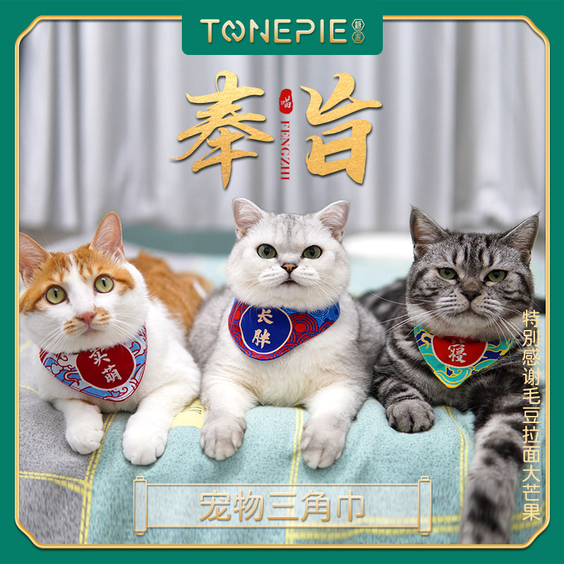 Sugar pie cat bib Napkin Bib Cat scarf Creative Meow bib Creative cute pet saliva towel adjustable