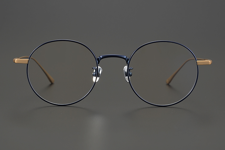 Aimee Unisex Full Rim Round Titanium Eyeglasses - Blue-Silver