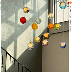 Canadian Bocci T28 Designer Villa Open-Air Living Room Lamp Loft Duplex Staircase Stained Glass Chandelier