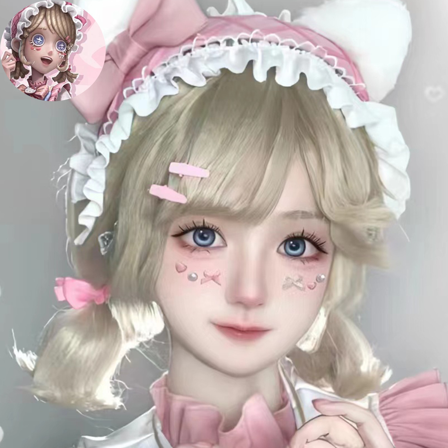 假毛园丁三丽鸥联动波波头cos可爱萝莉空气刘海二次元双丸子全头_COSPLAY配件_淘宝游戏网